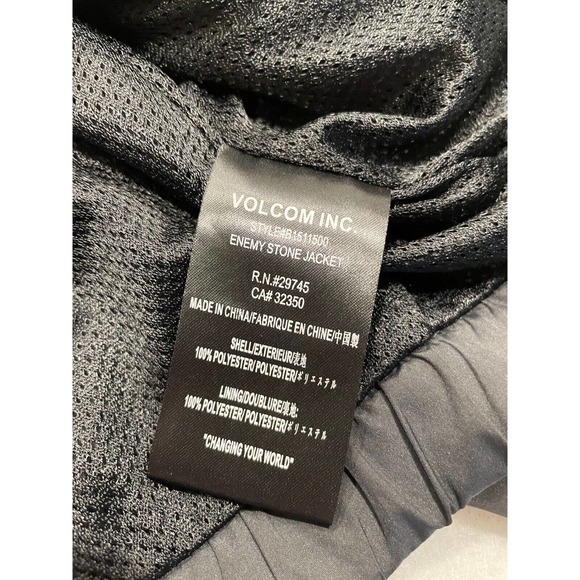 Volcom Girls Size M 12 Black Enemy Stone Windbreaker Jacket Hooded Zip Up - Picture 5 of 10